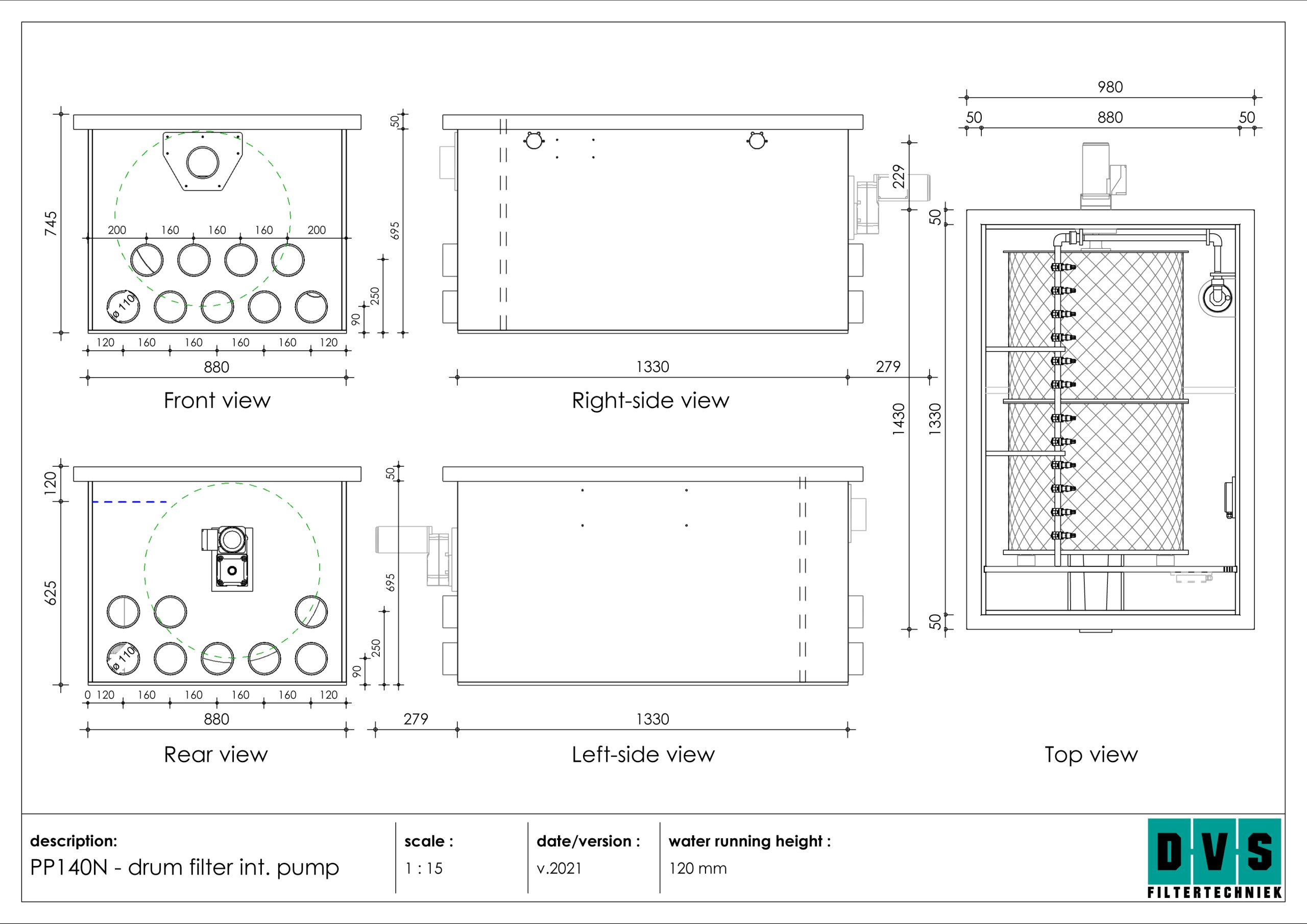 Trommelfilter PP140N inkl. eingebauter Spülpumpe und Standard Steuerung – Bild 5